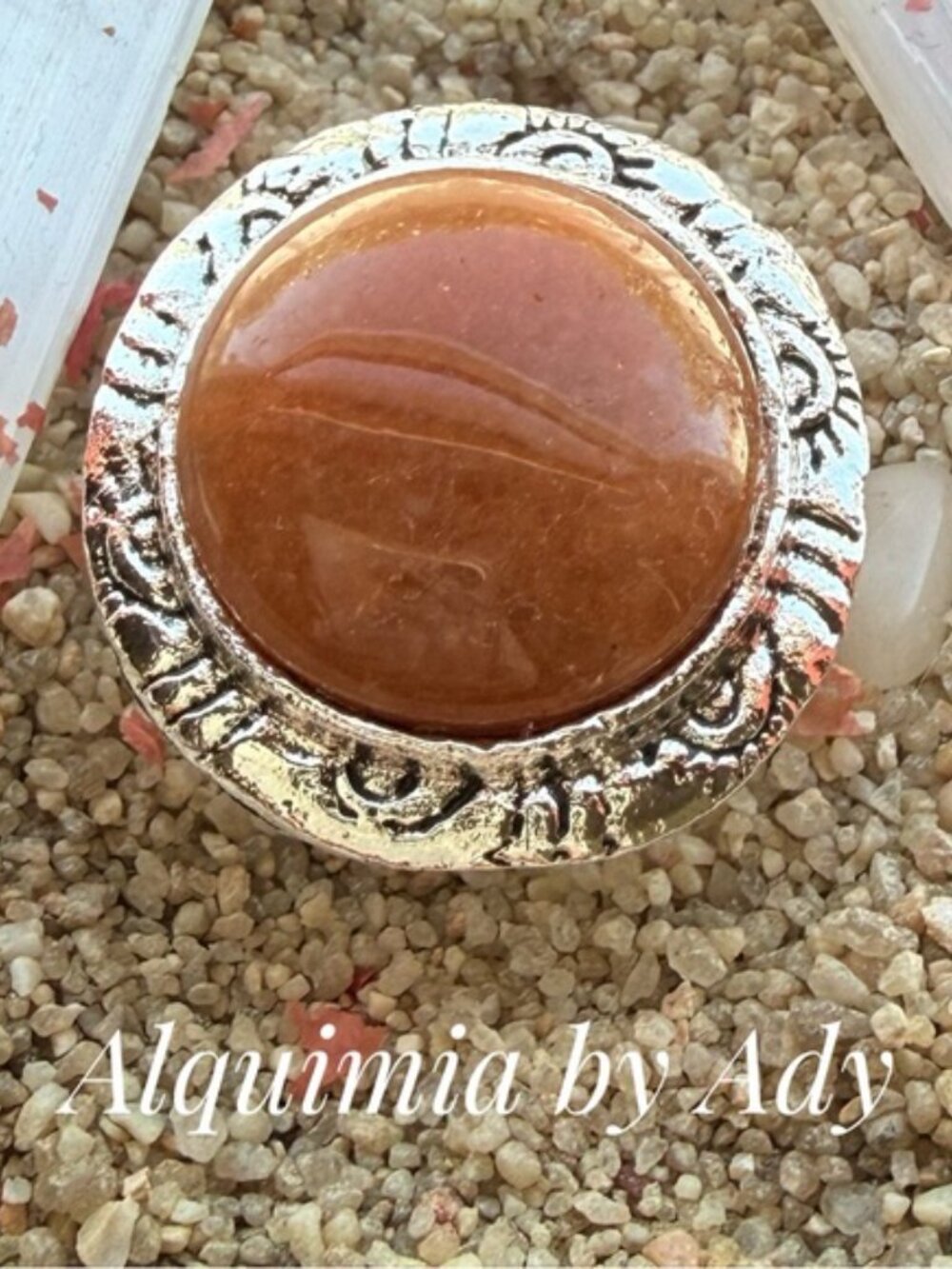Fall essentials. Ultra Big Orange Jade adjustable silver ring